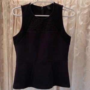 J. Crew sleeveless top, flair hem XS Black